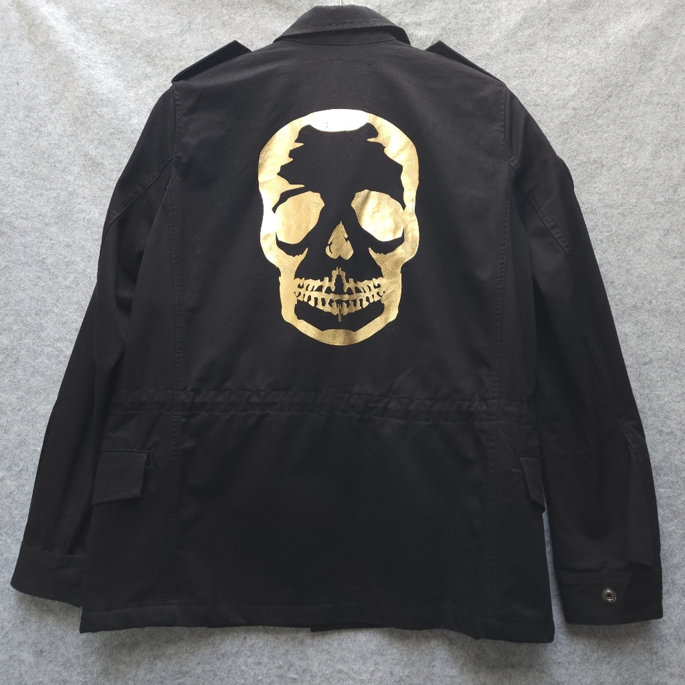 ZADIG & VOLTAIRE Kayak Skull Military Field Jacket In Black Gold Skull - Picture 6 of 13